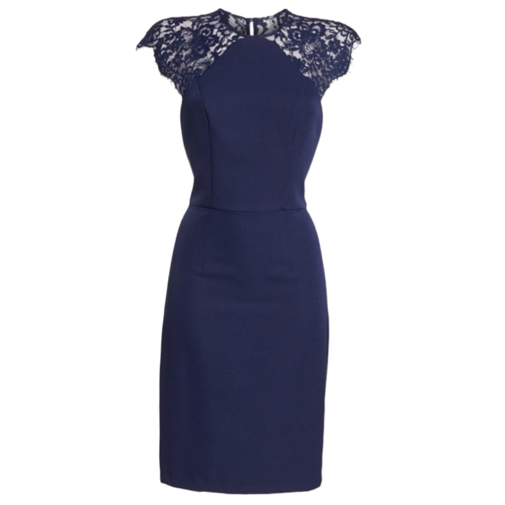 Chi Chi London | Sorcha Lace Detail Bodycon Sheath Cocktail Dress | US 10